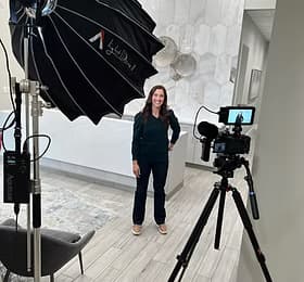 Brand identity design elements including logo and color palette